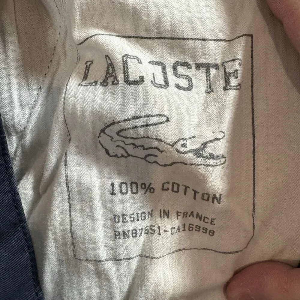 Lacoste Pants Mens 33x31 Blue Chino Preppy Casual Gator 100% Cotton Casual Adult